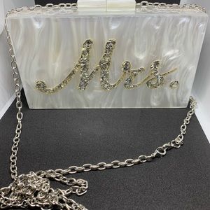 White  acrylic MRS logo purse